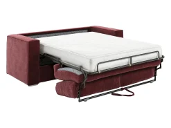 Best Vente-unique Sofá 4 lugares conversível abertura rápida em tecido chenille bordô ripas largas -18cm LORETO Bordeaux