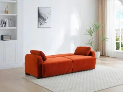 Sofá*Vente-unique Sofá 3 lugares conversível clic-clac em tecido chenille terracotta LOMARIO Terracota