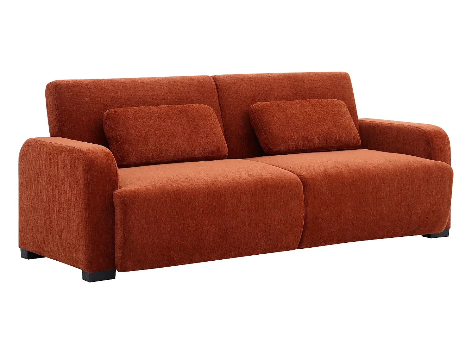 Sofá*Vente-unique Sofá 3 lugares conversível clic-clac em tecido chenille terracotta LOMARIO Terracota