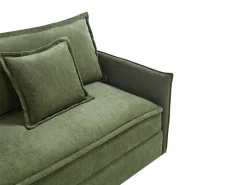 Vente-unique Sofá 3 lugares conversível em tecido verde com assento de espuma com memória de forma SERABA^ Sofá