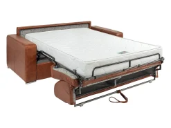 Sofá|Vente-unique Sofá 4 lugares conversível express em couro vintage caramelo 160 cm colchão 18 cm CALITO Castanho