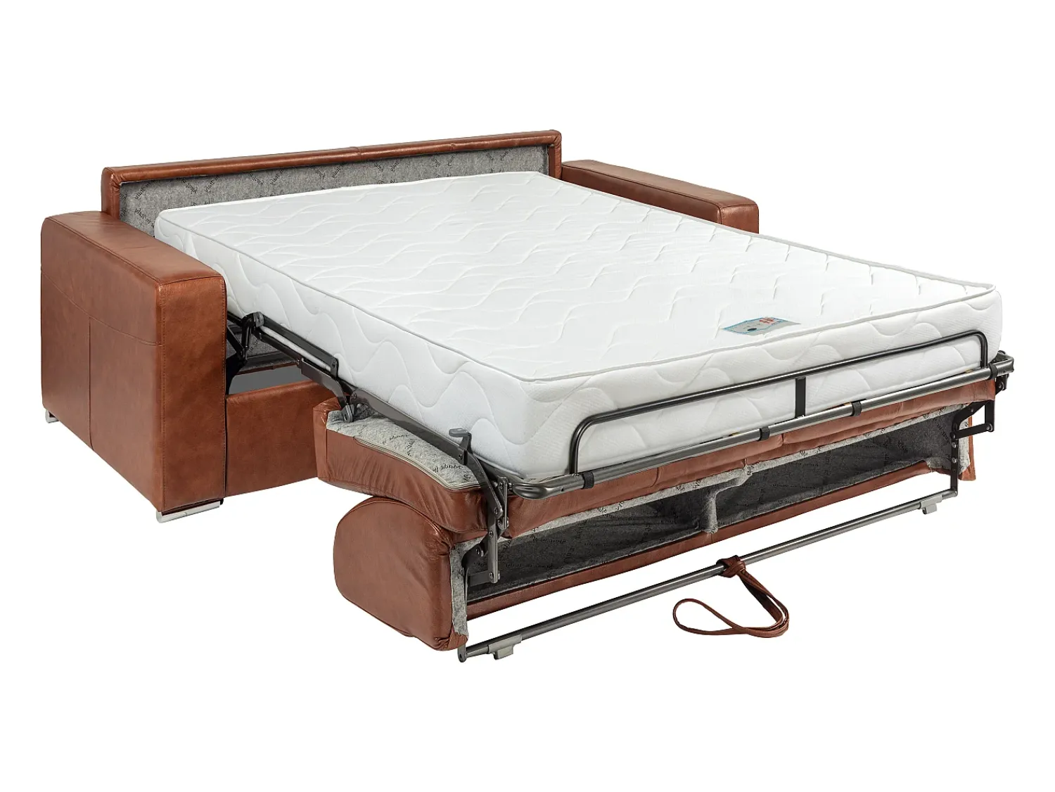 Discount Vente-unique Sofá 3 lugares conversível express em couro vintage caramelo 140 cm colchão 18 cm CALITO Castanho
