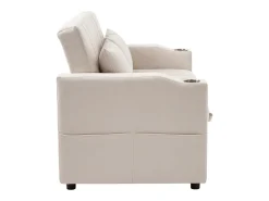 Sofá*DripeX Sofá 2 lugares conversível em algodão bege - com 2 almofadas e porta-copos - encosto ajustável - 136x162x84cm Cinzento