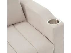 Sofá*DripeX Sofá 2 lugares conversível em algodão bege - com 2 almofadas e porta-copos - encosto ajustável - 136x162x84cm Cinzento