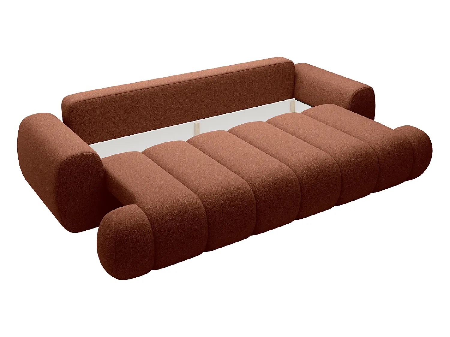 Clearance Vente-unique Sofá 4 lugares conversível em tecido FRIDORA Terracota