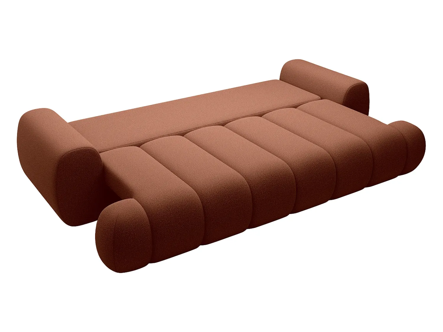Clearance Vente-unique Sofá 4 lugares conversível em tecido FRIDORA Terracota
