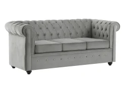 Outlet Vente-unique Sofá 3 lugares conversível em veludo cinza claro CHESTERFIELD Cinzento claro