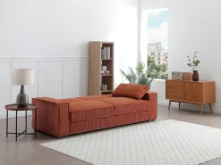 Clearance Vente-unique Sofá 3 lugares conversível em veludo cotelê FINORO Terracota