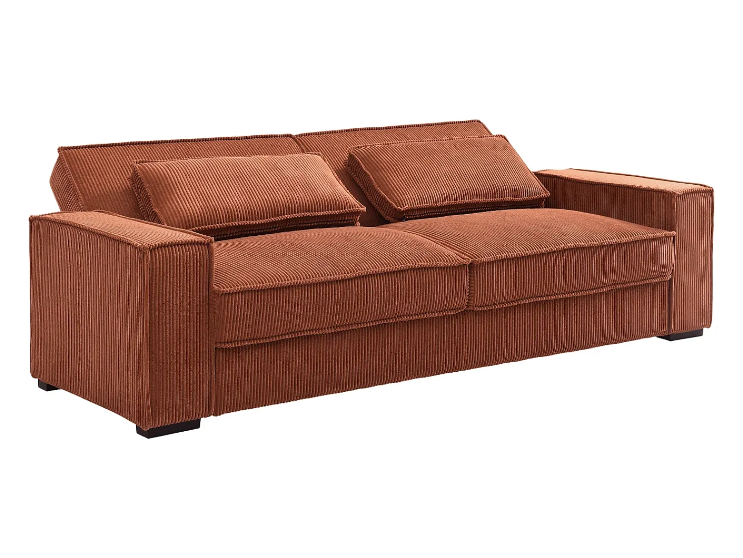 Clearance Vente-unique Sofá 3 lugares conversível em veludo cotelê FINORO Terracota