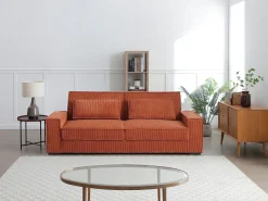 Clearance Vente-unique Sofá 3 lugares conversível em veludo cotelê FINORO Terracota