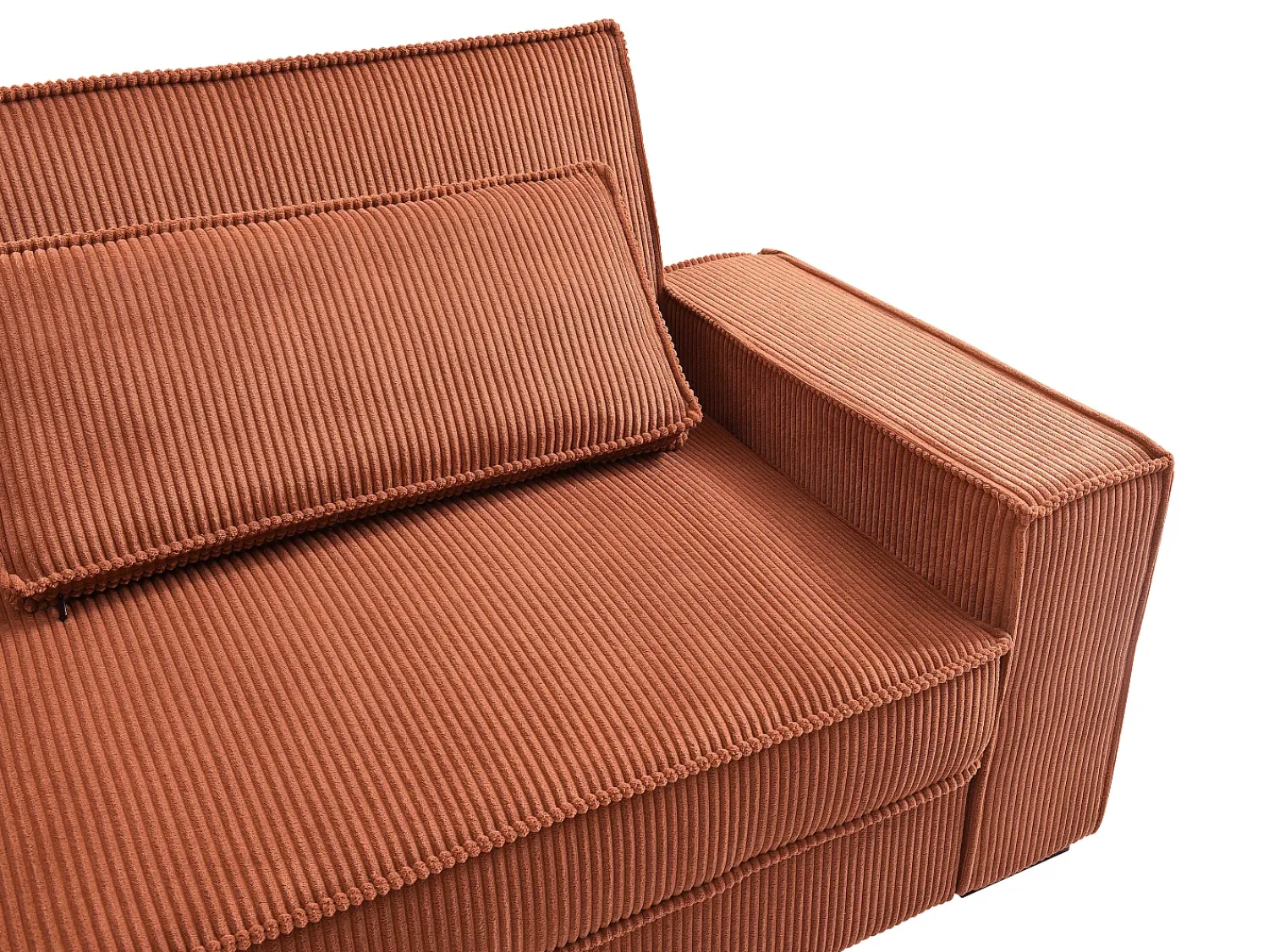 Clearance Vente-unique Sofá 3 lugares conversível em veludo cotelê FINORO Terracota