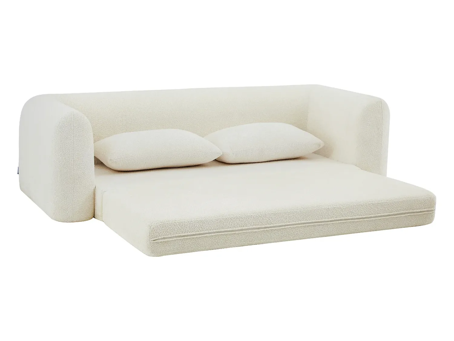Sofá|Vente-unique Sofá 3 lugares conversível tipo chaise em tecido bouclé CATONO Bege