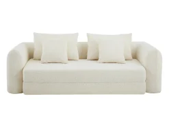 Sofá|Vente-unique Sofá 3 lugares conversível tipo chaise em tecido bouclé CATONO Bege