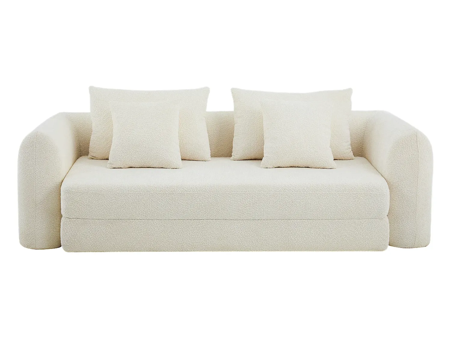 Sofá|Vente-unique Sofá 3 lugares conversível tipo chaise em tecido bouclé CATONO Bege