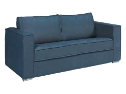 Clearance Vente-unique Sofá 3 lugares convert. Abert. rápida tecido chenille bege, cama 140 cm e 22 cm LORETO Azul