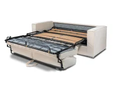 Vente-unique Sofá 3 lugares convert. abert. rápida tecido chenille ripas largas 22 cm LORETO^ Sofá
