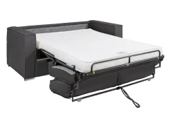 Vente-unique Sofá 3 lugares convert. Abert. rápida tecido chenille bege, cama 140 cm e 14 cm LORETO^ Sofá