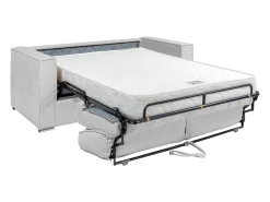 Sofá*Vente-unique Sofá 3 lugares convert. Abert. rápida tecido chenille bege, cama 140 cm e 18 cm LORETO Cinzento claro