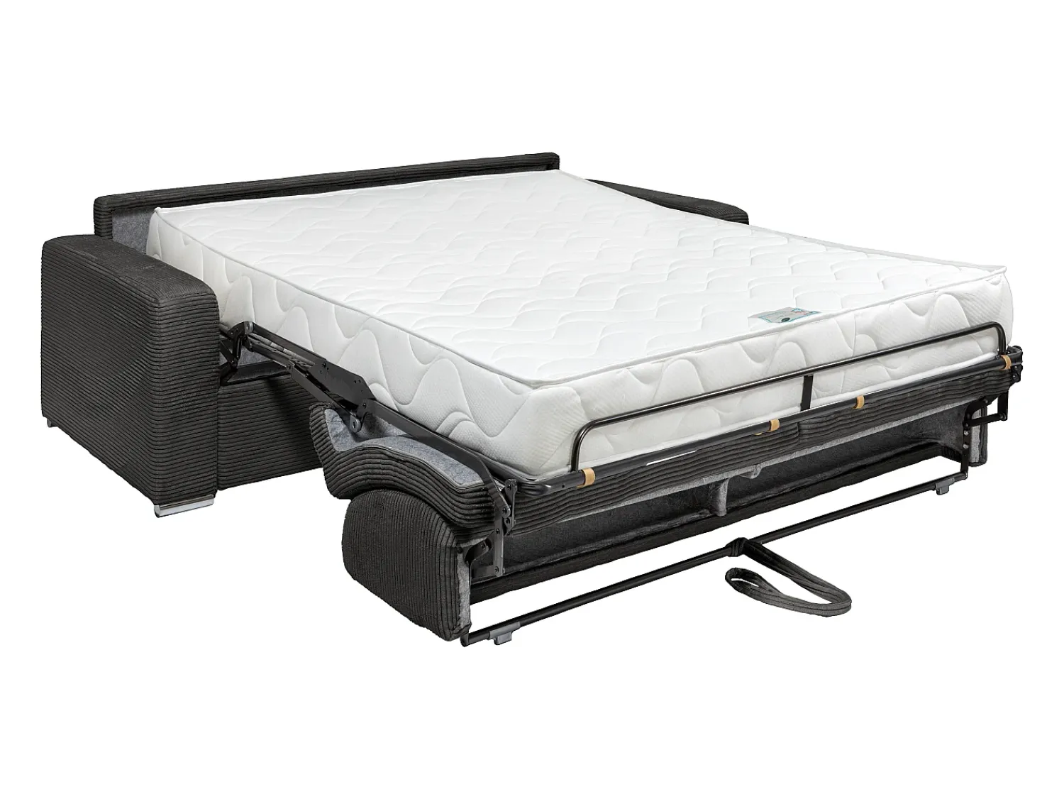 Sofá*Vente-unique Sofá 3 lugares convert. abert. rápida veludo canelado cinza 140cm e 22cm CALITO Cinza antracite