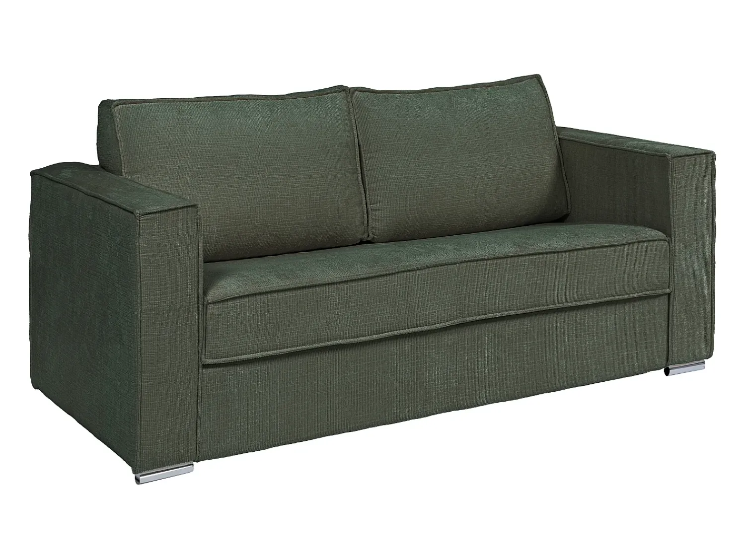 Clearance Vente-unique Sofá 4 lugares convert. abert. rápida tecido chenille bege ripas largas 14 cm LORETO Verde pinho
