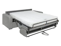 Discount Vente-unique Sofá 3 lugares convert. abert. rápida veludo canelado cinza-claro 140 cm e 18 cm CALITO Cinzento claro