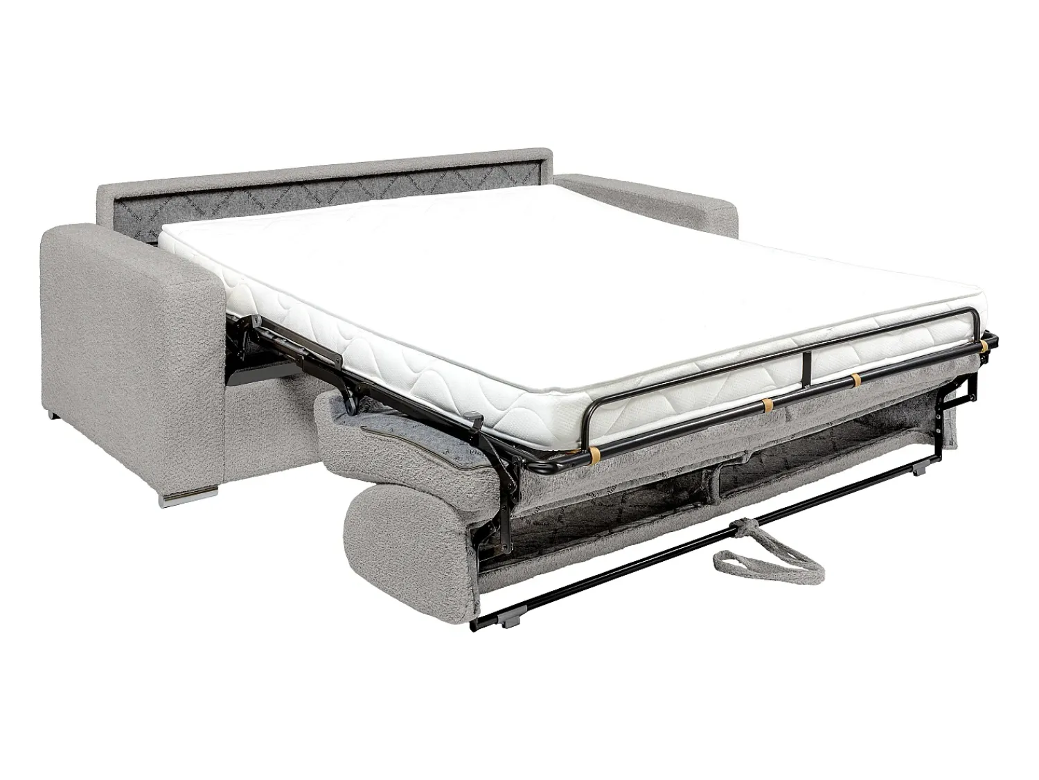 Sofá*Vente-unique Sofá 3 lugares convert. abert. rápida bouclé cinza-claro cama 140cm e colchão 14cm CALITO Cinzento claro