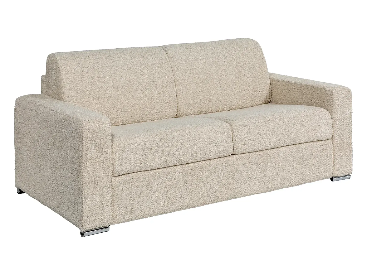 Sofá|Vente-unique Sofá 3 lugares convert. abert. rápida bouclé cama 140 cm e colchão 14 cm - CALITO Bege