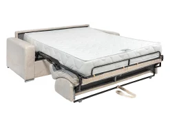 Vente-unique Sofá 4 lugares convert. abert. rápida veludo canelado 160 cm e colchão 22 cm CALITO Bege