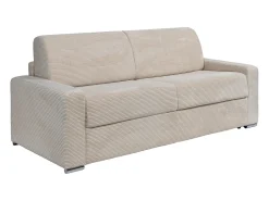 Vente-unique Sofá 4 lugares convert. abert. rápida veludo canelado 160 cm e colchão 22 cm CALITO Bege