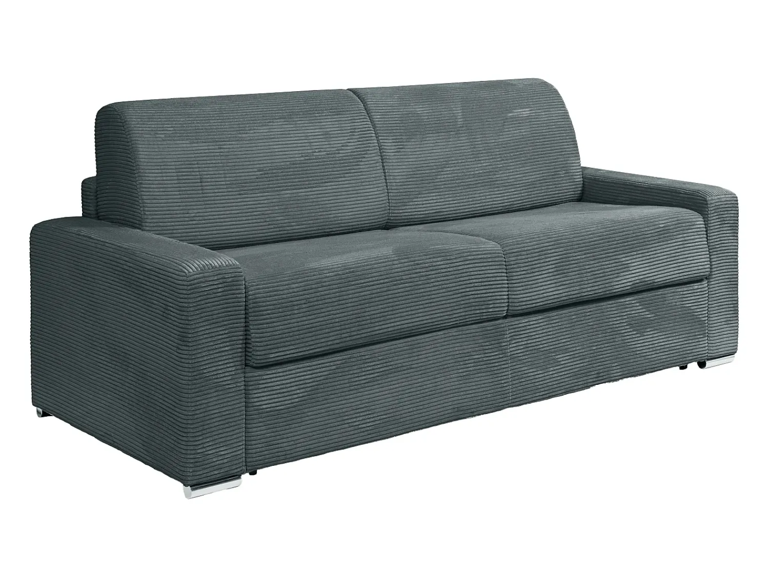 Sofá|Vente-unique Sofá 4 lugares convert. abert. rápida veludo canelado cinza 160cm e 14cm CALITO Cinza antracite