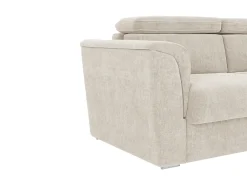 Discount Vente-unique Sofá 4 lugares convert. abert. ráp. tecido 160 cm e colchão 18 cm ripas largas RIZORA Bege