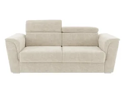 Discount Vente-unique Sofá 4 lugares convert. abert. ráp. tecido 160 cm e colchão 18 cm ripas largas RIZORA Bege