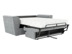 Sofá|Vente-unique Sofá 4 lugares convert. abert. ráp. tecido cinza 160cm e colchão 22cm ripas largas RIZORA Cinzento