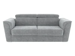 Sofá|Vente-unique Sofá 4 lugares convert. abert. ráp. tecido cinza 160cm e colchão 22cm ripas largas RIZORA Cinzento