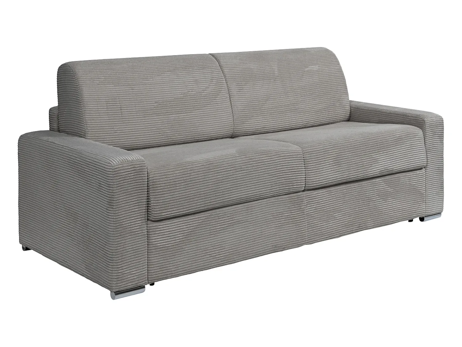 Sofá|Vente-unique Sofá 4 lugares convert. abert. rápida veludo canelado cinza-claro 160cm e 22cm CALITO Cinzento claro