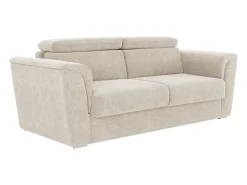Clearance Vente-unique Sofá 4 lugares convert. abert. ráp. tecido cama 160 cm e colchão 18 cm RIZORA Bege