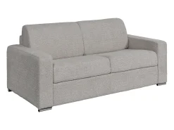Sofá|Vente-unique Sofá 3 lugares convert. abert. rápida bouclé cinza-claro cama 140cm e colchão 22cm CALITO Cinzento claro