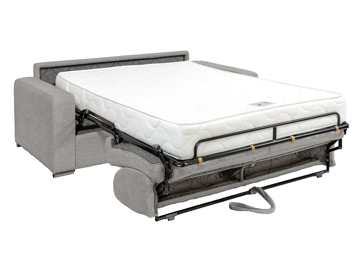 Sofá|Vente-unique Sofá 3 lugares convert. abert. rápida bouclé cinza-claro cama 140cm e colchão 22cm CALITO Cinzento claro