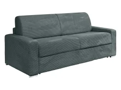 Vente-unique Sofá 4 lugares convert. abert. rápida veludo canelado cinza 160cm e 22cm CALITO^ Sofá