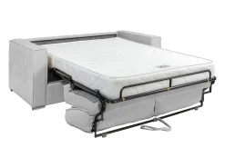 Best Vente-unique Sofá 3 lugares convert. Abert. rápida tecido chenille bege, cama 140 cm e 22 cm LORETO Cinzento claro
