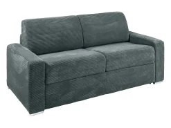Discount Vente-unique Sofá 3 lugares convert. abert. rápida veludo canelado cinza 140cm e 14cm CALITO Cinza antracite