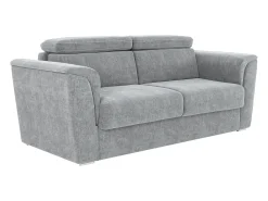 Sofá|Vente-unique Sofá 3 lugares convert. abert. ráp. tecido cinza 140 cm colchão 22 cm ripas largas RIZORA Cinzento