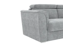 Sofá|Vente-unique Sofá 3 lugares convert. abert. ráp. tecido cinza 140 cm colchão 22 cm ripas largas RIZORA Cinzento