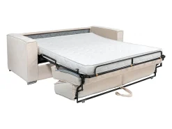 Best Vente-unique Sofá 4 lugares convert. abert. rápida tecido chenille bege ripas largas 14 cm LORETO Taupe