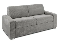 Vente-unique Sofá 3 lugares convert. abert. rápida veludo canelado cinza-claro 140 cm e 22 cm CALITO^ Sofá