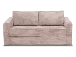 Sofá|Vente-unique Sofá 4 lugares convertível abertura rápida veludo canelado cor-de- 160cm e 18cm LORETO Rosa