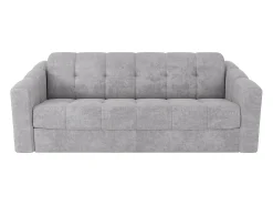 Vente-unique Sofá 4 lugares convertível abertura rápida tecido ripas largas 160 cm - 14 cm DARIELO Cinzento claro