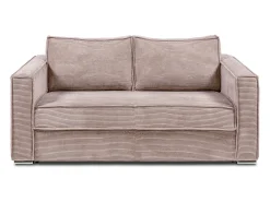Sofá|Vente-unique Sofá 3 lugares convertível abertura rápida veludo canelado cor-de- ripas largas 22 cm Rosa