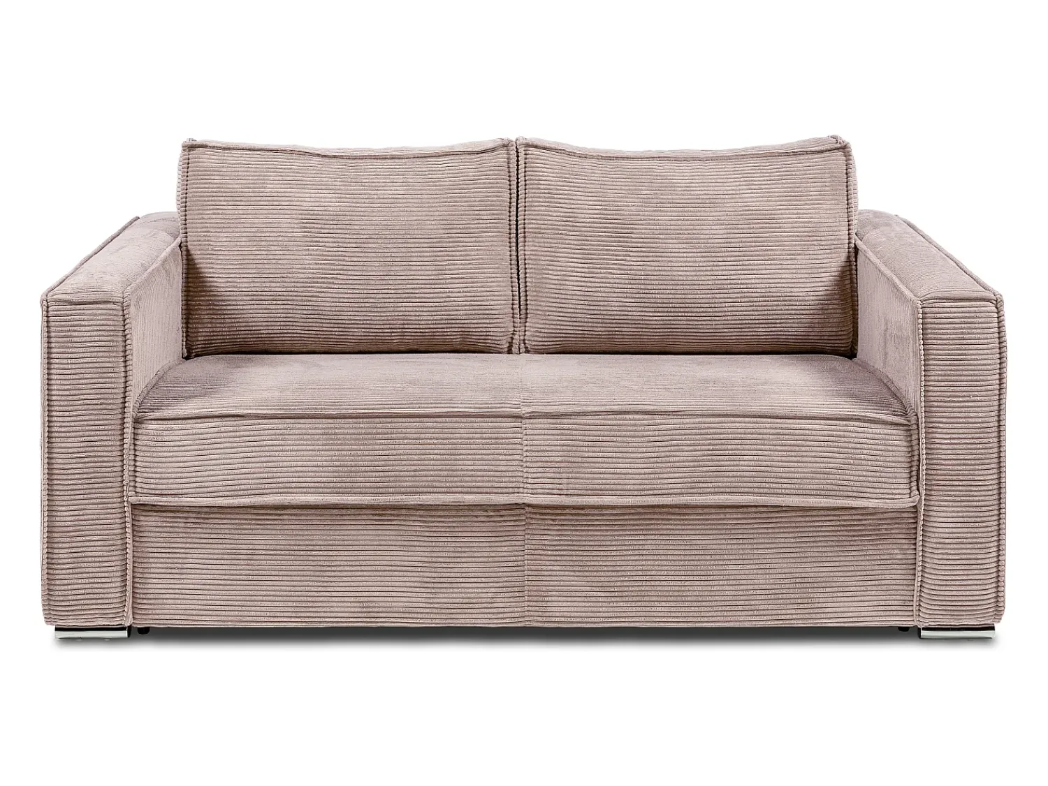 Sofá|Vente-unique Sofá 3 lugares convertível abertura rápida veludo canelado cor-de- ripas largas 22 cm Rosa
