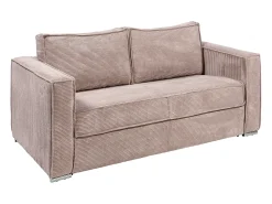 Sofá|Vente-unique Sofá 3 lugares convertível abertura rápida veludo canelado cor-de- ripas largas 22 cm Rosa